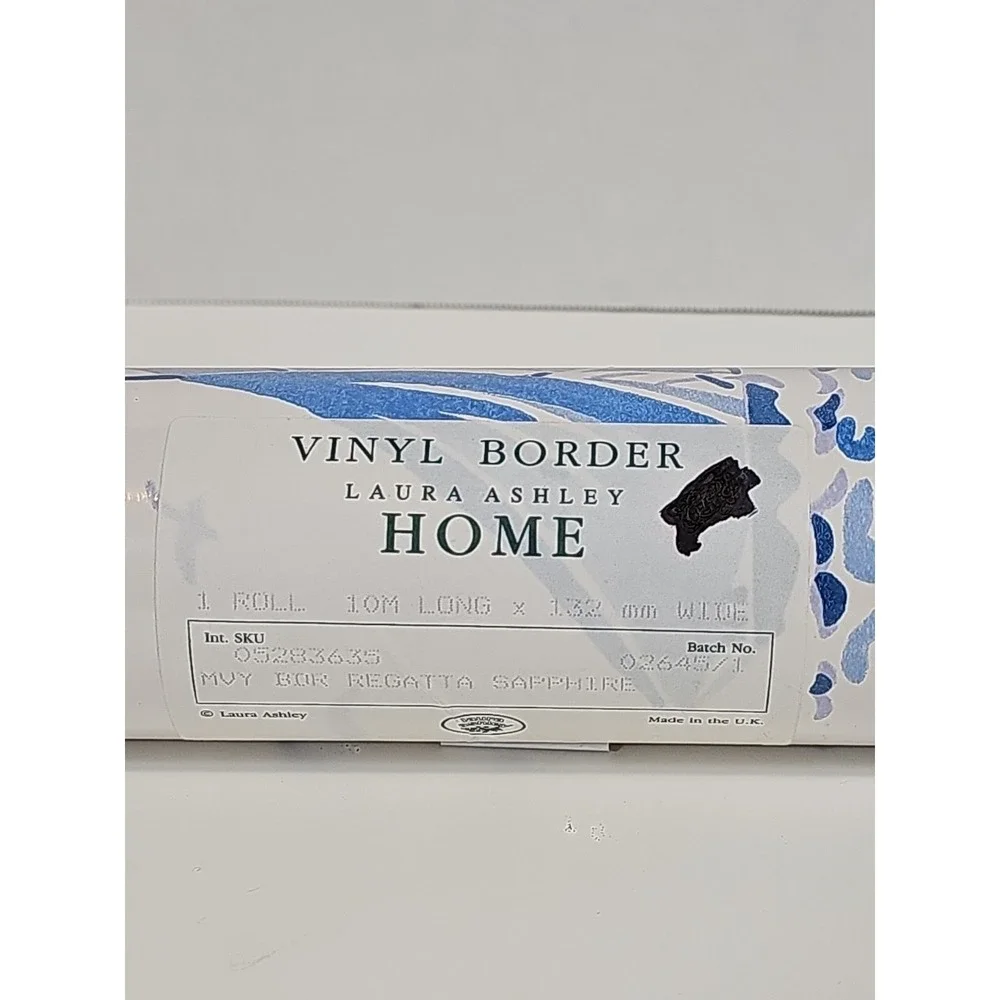 Laura Ashley Regatta Sapphire Vinyl Wallpaper Border Nautical Sailboat 10Mx132MM